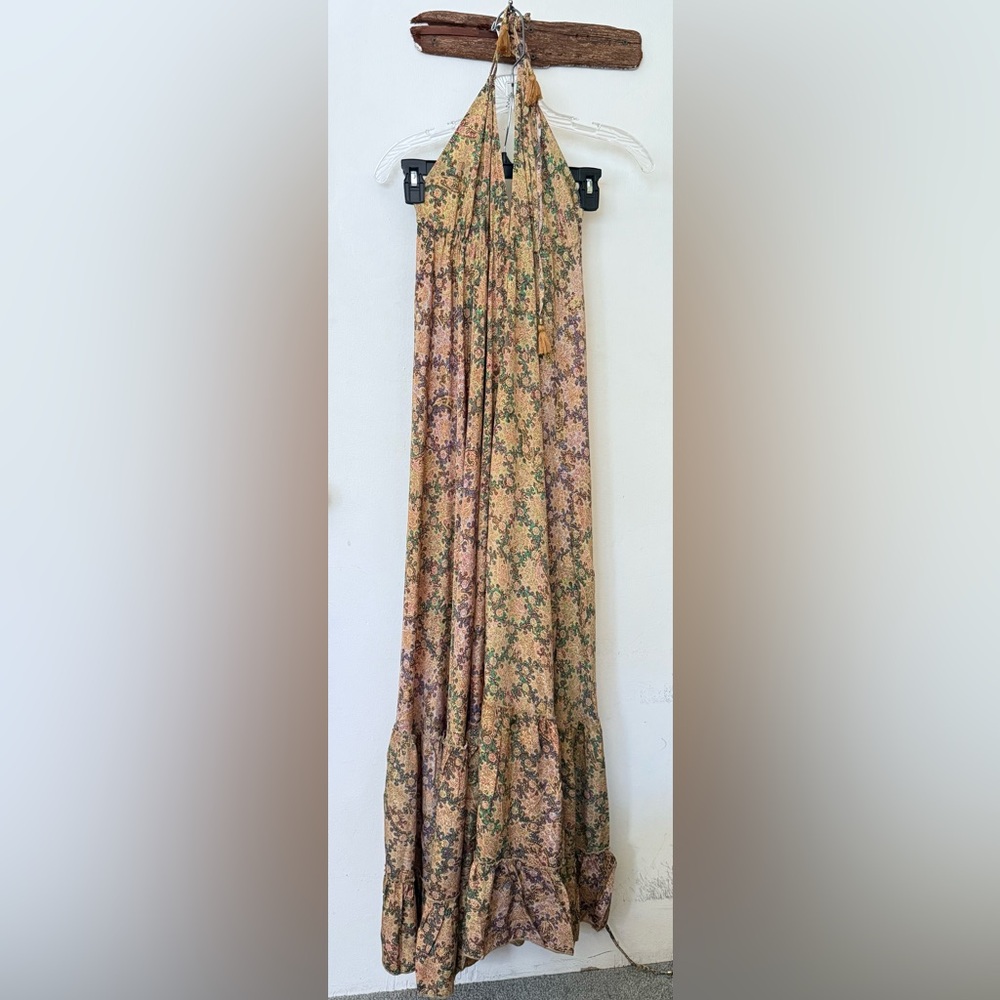 Karma Highway Boutique Floral Halter Maxi Dress in Yellow and Green - Picture 4 of 4